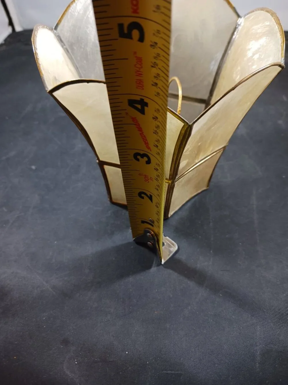 Mini Vintage Capiz Shell Lamp Shades featuring Brass Trim